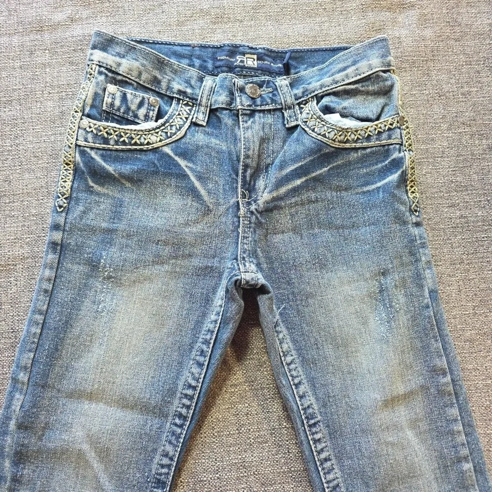 Rugby Road Jeans Girls Size 8 Blue Denim Thick Stitch
